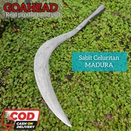 ( PROMO ) Sabit Cluritan Madura Baja Putih Super Tajam Gagang Besi / Arit Rumput Padi Terbon Babat K
