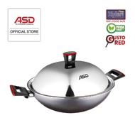 ASD Gusto Red 36cm Non-Stick Chef Wok + Stainless Steel Cover - HP8536-RD