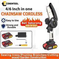 Conentool 388VF Cordless Chainsaw 4 inch 6 inch Portable/Electric Saw Logging Saw Chainsaw Rechargeable Li-ion Battery Potong Pokok