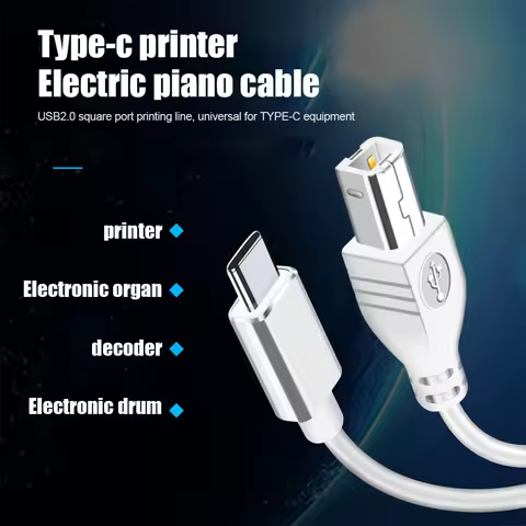 USB Micro/Type C to USB B Midi Cable MIDI Interface Cord for Electronic Music Instrument Midi Contro