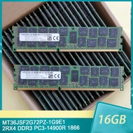 1 Pcs Mt36jsf2g72pz-1g9e1 For Mt Memory 16g 16gb 2rx4 Ddr3 Pc3-14900r 1866 Ram