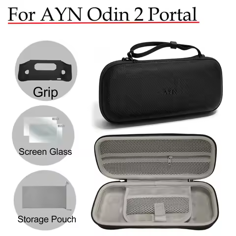 Gaming Accessories for AYN Odin 2 Portal Storage Bag Black Grip Protective Case Tempered Glass Scree