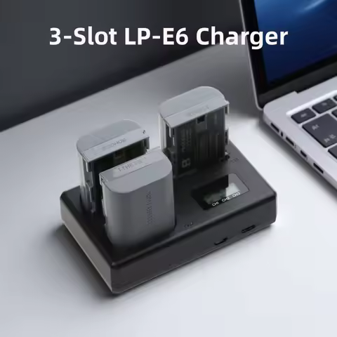 FB LP-E6 Battery Charger 3 Slot Charger for Canon EOS 5D Mark II III 50D 6D 60D 7D 70D 80D 90D 6D 7D
