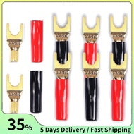 Y Plug Spade Connector for Speaker Wire,8 Pcs Y Spade Plug 45 Degree Gold Plated U Fork Spade Plug C