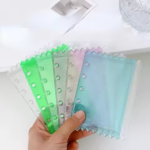 M5 5Holes Candy Collorful Binder Pockets Binder Zipper Folders Notebook Binder Waterproof Pvc Leaf D