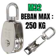 Katrol Mini Kuat Stainless Steel Serbaguna Kerekan Katrol Mini Alat Pengangkat Roda Timba Sumur