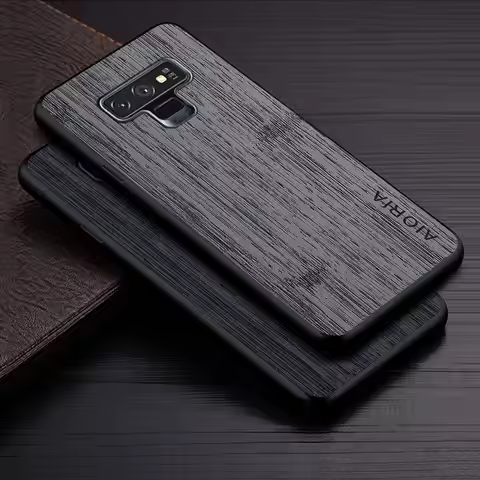 Case for Samsung Galaxy Note 9 funda bamboo wood pattern Leather skin cover Luxury phone coque for s