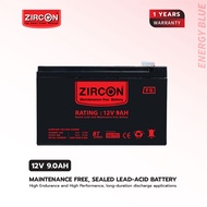 BATTERY 12V 9Ah ZIRCON ของแท้ พร้อมใช้งาน รับประกัน 1 ปีเต็ม