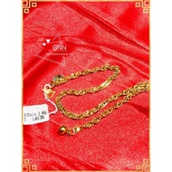 Emas 916 Tulen Rantai Kaki Gila Gila Shui Bo Anklet Kosong  916 Emas Gold