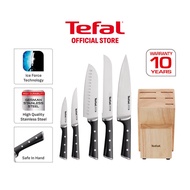 Tefal Ice Force 6pc set: Chef + Bread + Santoku + utility + paring + block (K232S574)