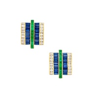 Charles Krypell Gold, Emerald, Sapphire and Diamond Earclips