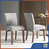 HI SEASON 2 PCS Solid Rubberwood Dining Chair/Linen Fabric with Wood Dining Chair/Kain Linen dengan 