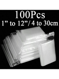 100pcs Assorted Size 1"-12" Plastic Resealable Self-Sealing Bags, 0.058mm/2.28mil Thick Double Layer