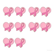 Crazy 10Pcs Cancer Awareness Brooch Pink Alloy Ribbon Pin Cancer Awareness Lapel Pin