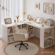 Dressing Table Study Desk Girls Desk Integrated Bookcase Household l Solid Wood Computer Desk Corner