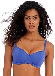 Jewel Cove Underwire Sweetheart Bikini Top Plain Azure UK 34F (US 34G)