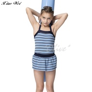 Xiaowei's Shop MIT Sals Brand [Fresh Blue Stripes] Fashionable Girls One-Piece Swimsuit NO.B882016(8