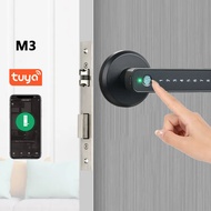 Tuya Fingerprint Smart Door Lock Password Electronic Lock Tuya APP Remote Unlock Entry Door Knobs Lock for Bedroom Home Easy to Use