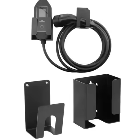 EV Charger Holder, Wall-Mounted Bracket Set, Compatible with SAE J1772 Connector & J-Hook