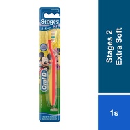 Oral-B Stages 2 2-4 Years Old Mickey & Minnie Mouse Toothbrush - Extra Soft Blister 1s