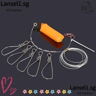 LANSELL Fish Stringer, Stainless Steel 5m Length Fishing Stringer, Portable Orange with 5 Buckle Sna