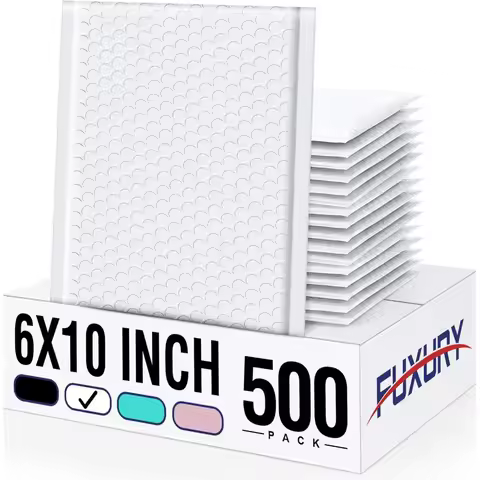 Fuxury White Bubble Mailers 6x10 Inch 500 Pack #0 Self Seal Padded Envelopes Usable Size 6x9 Waterpr