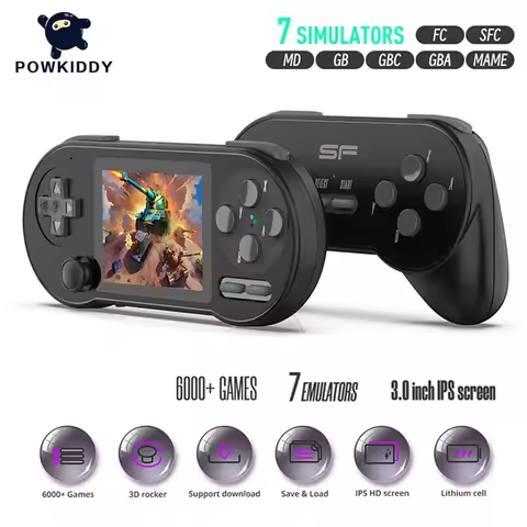 POWKIDDY SF2000 Retro Handheld Game Console Built-in 6000 Games IPS Portable Game Console Player For
