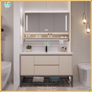 Nordic luxury ceramic basin floor-standing bathroom cabinet wall-mounted solid wood multi-layer cabinet large capacity smart makeup mirror cabinet set