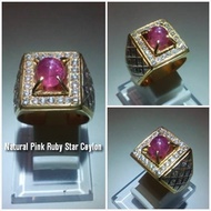 Natural Pink Ruby Star Ceylon Ring perak 925 no.8