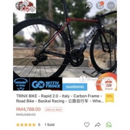 trinx rapid 2.0 carbon roadbike size 50 cod N9 with free gift