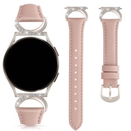 Luxury Leather Watch Band With Diamond C-Shaped Buckle - Compatible Galaxy Watch 7/6/5/4 (40mm/45mm)