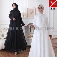 Gaun Putih Baju Raya 2025 Terbaru Kaftan Dress Kembang Muslimah Elegan Jubah Abaya Haji Umrah 835