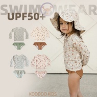 Kids 2pc Swimsuit Long Sleeves Rashguard SPF50 Sun Protection Floral Print Bikini Bottom