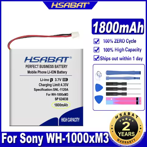 HSABAT SP 624038 1800mAh Battery for Sony WH-1000xM3 WH-1000MX4 WH-CH710N/B WH-XB900 WH-XB900N LIS16