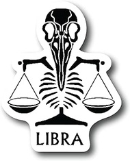 Libra 3 Inch Waterproof Decal Sticker Zodiac Astrology Signs Horoscope Chakra Creepy Skeleton Gothic Goth Grunge Halloween Castle Skull Animal Karma Ouija Spooky Tarot Oracle Palm Psychic Birth Month