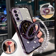 【 Shockproof 】Case for Samsung A14 A24 4G A25 A34 5G A54 5G phone case 3D makeup mirror holder new b