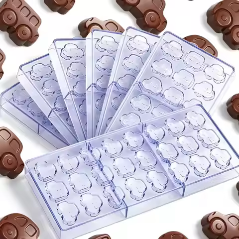1pc Clear Plastic Chocolate Mould, Car Shaped, Baking Tool for DIY Edible Spoon Candies, Cake Embell