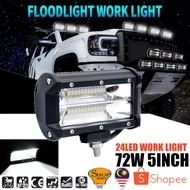 72w 24 Led Car Fog Lamp Work Light Bar DRL Daylight Sportlight Spot Lights Bulb Lampu Kereta