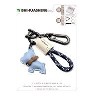 New Cute French Fighting Puppy Car Keychain Creative High-End Leather Gift Hand-Woven Bag Accessorie