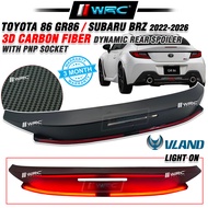 Vland Toyota 86 GR86 / Subaru BRZ 2022 - 2026 3D Carbon Fiber Dynamic Rear Spoiler With PNP Socket