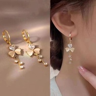 Clover Earring /Cat's Eye Gold Earring For Women / Dangling Earring/ Flower Earrings / Statement Ear