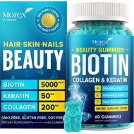 Biotin Collagen Keratin Gummies - Multivitamin，Natural for hair、Skin and nails，Vitamin A、D、B7 - Anti