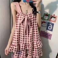 Bộ Pijama Hai Dây Dễ Thương Vải Đũi Cực Mát (Có Bigsize) Two-Piece Pajama【lzb060】
