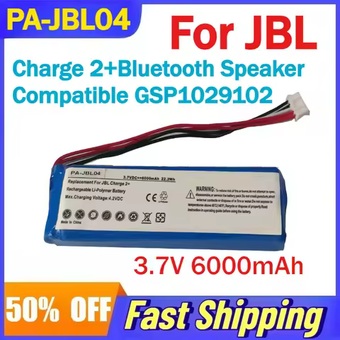 3.7V 6000mAh PA-JBL04 Lithium ion Battery for JBL Charge 2+Bluetooth Speaker Compatible GSP1029102 R
