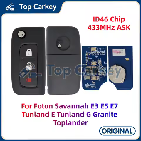 TopCarkey OEM Remote Key Fob 46 Chip 433MHz for Foton Savannah E3 E5 E7 Tunland E Tunland G Granite 