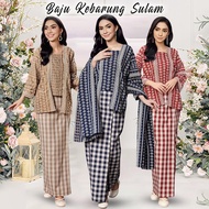 baju raya 2024 viral Sulam Baju Kebarung Moden Plaid Overlap Kurung Openwork Embroidered Baju Kurung Raya Nursing Friendly Nikah/Tunang Tiga warna tersedia, S-XXL