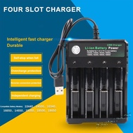 18650 Charger 4 Independent Slot USB Powered for 3.7V Li-Ion Battery 14500 18650