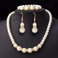Women's Jewellery Set Pearl Necklace Earrings Bracelet Set Girls Daily Wear Jewellery Wedding Party 