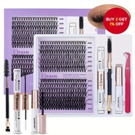 DIY Eyelash Cluster Kit, Includes Glue Sealant Remover Tweezers, Home Lash Extension Complete Set