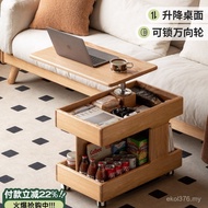 Solid Wood Removable Coffee Table Sofa Liftable Side Table Oak Side Bedside Table Living Rotating 6M